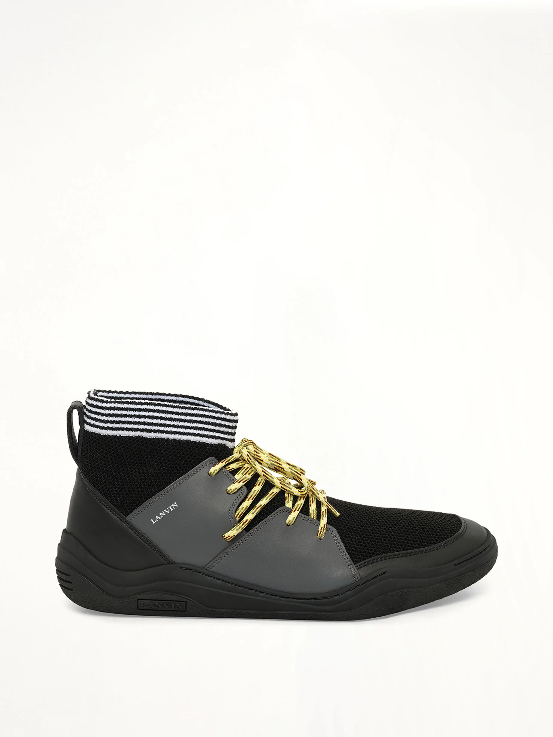 Knit Lace Up Pique Sneaker in Black - 1