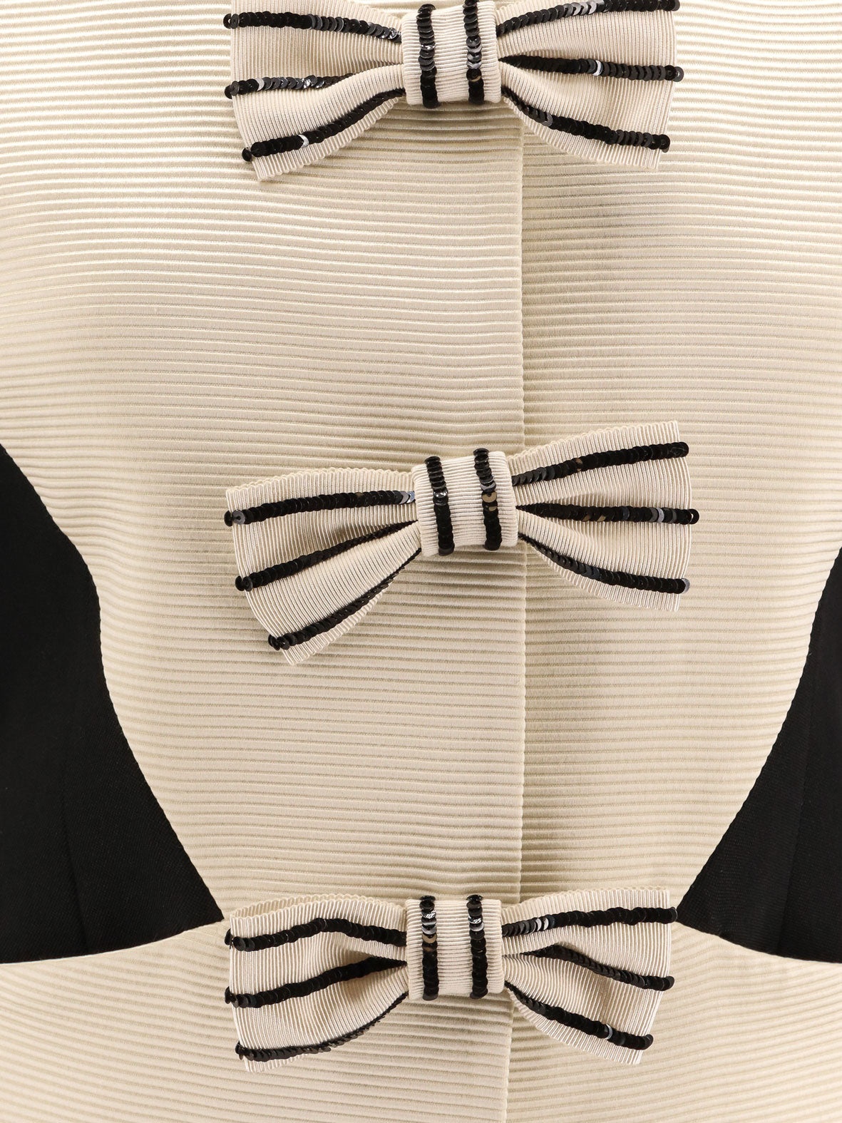 Valentino Crepe Couture Blazer With Ottoman Plastron And Bows With Sequins - 5