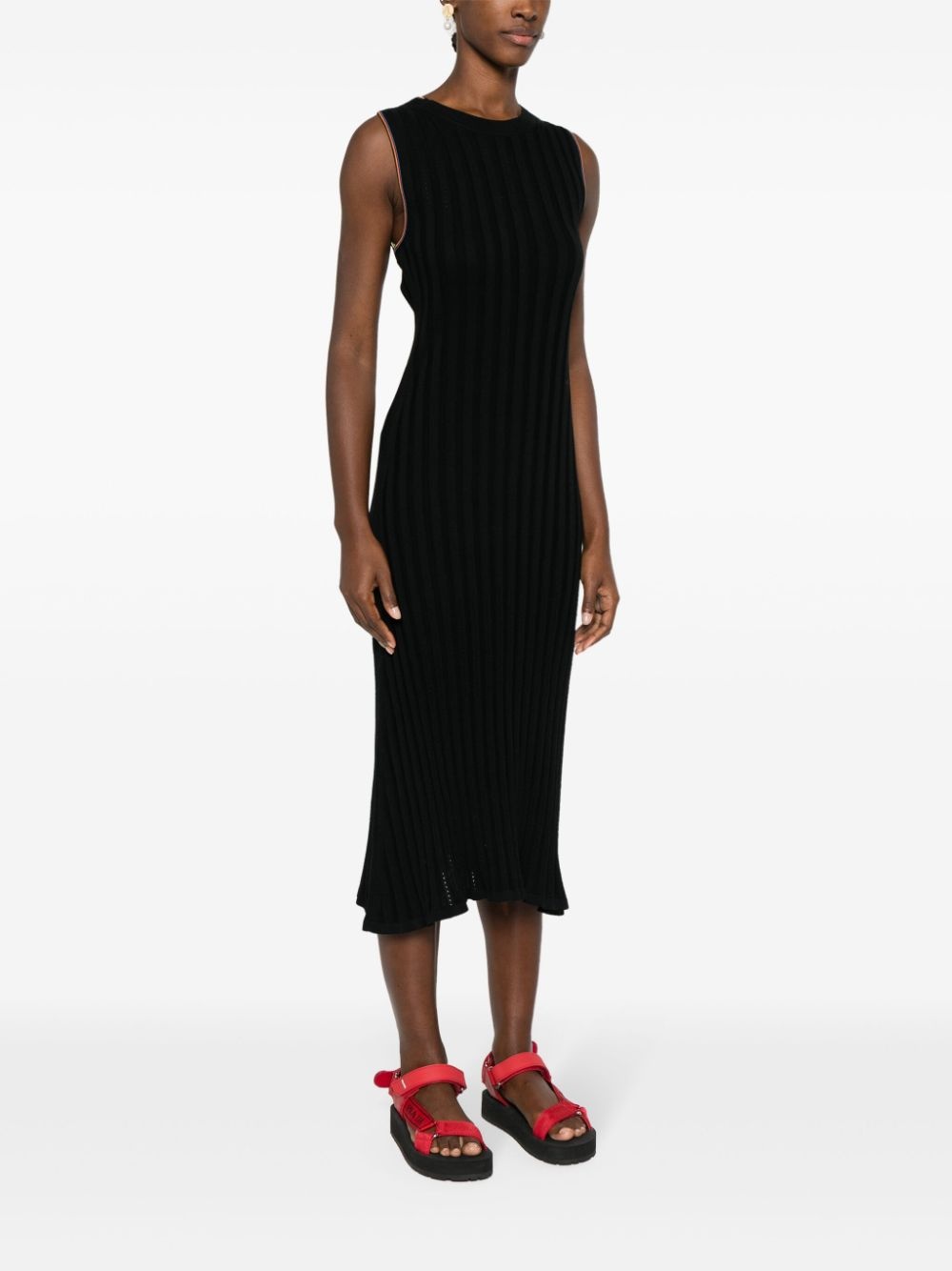 stripe-trim ribbed maxi dress - 3