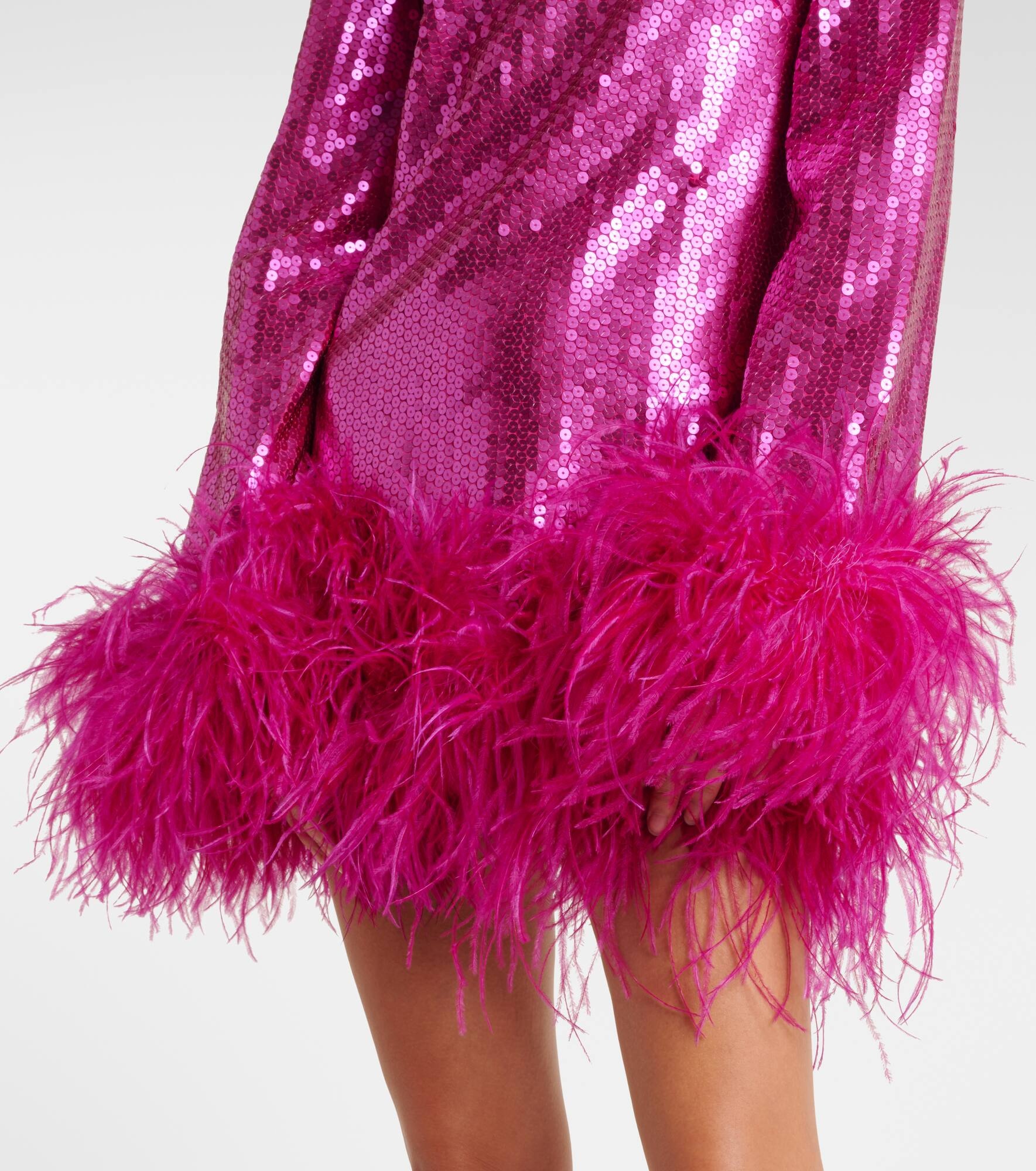 Gina sequined feather-trimmed minidress - 5