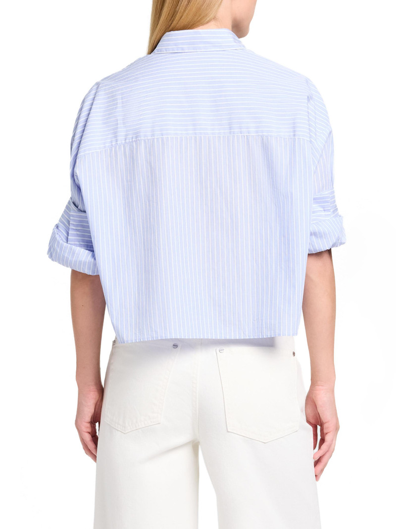 Women's Next Ex Striped Cotton Crop Shirt - Blue Haven White 5