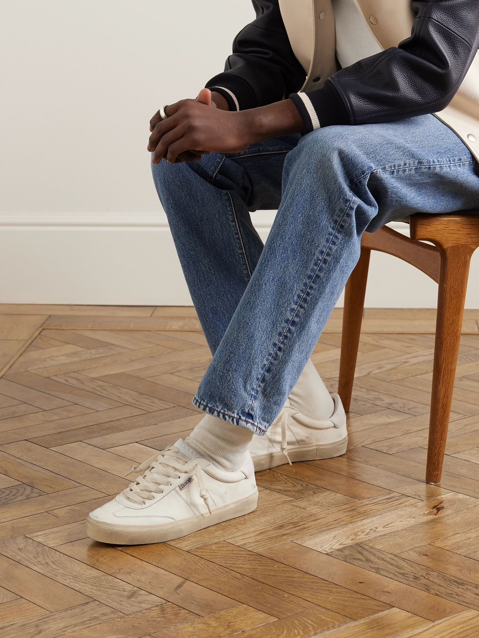 Soul-Star Distressed Leather Sneakers Off-white - 2