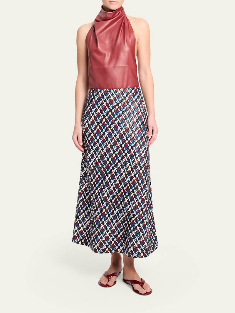 TWP Woven Leather A-Line Skirt outlook