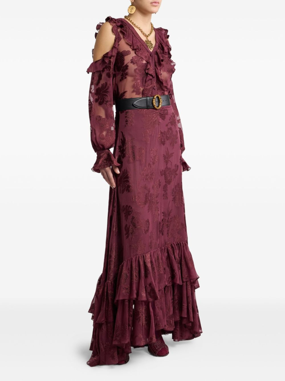 floral-print ruffled maxi skirt - 2