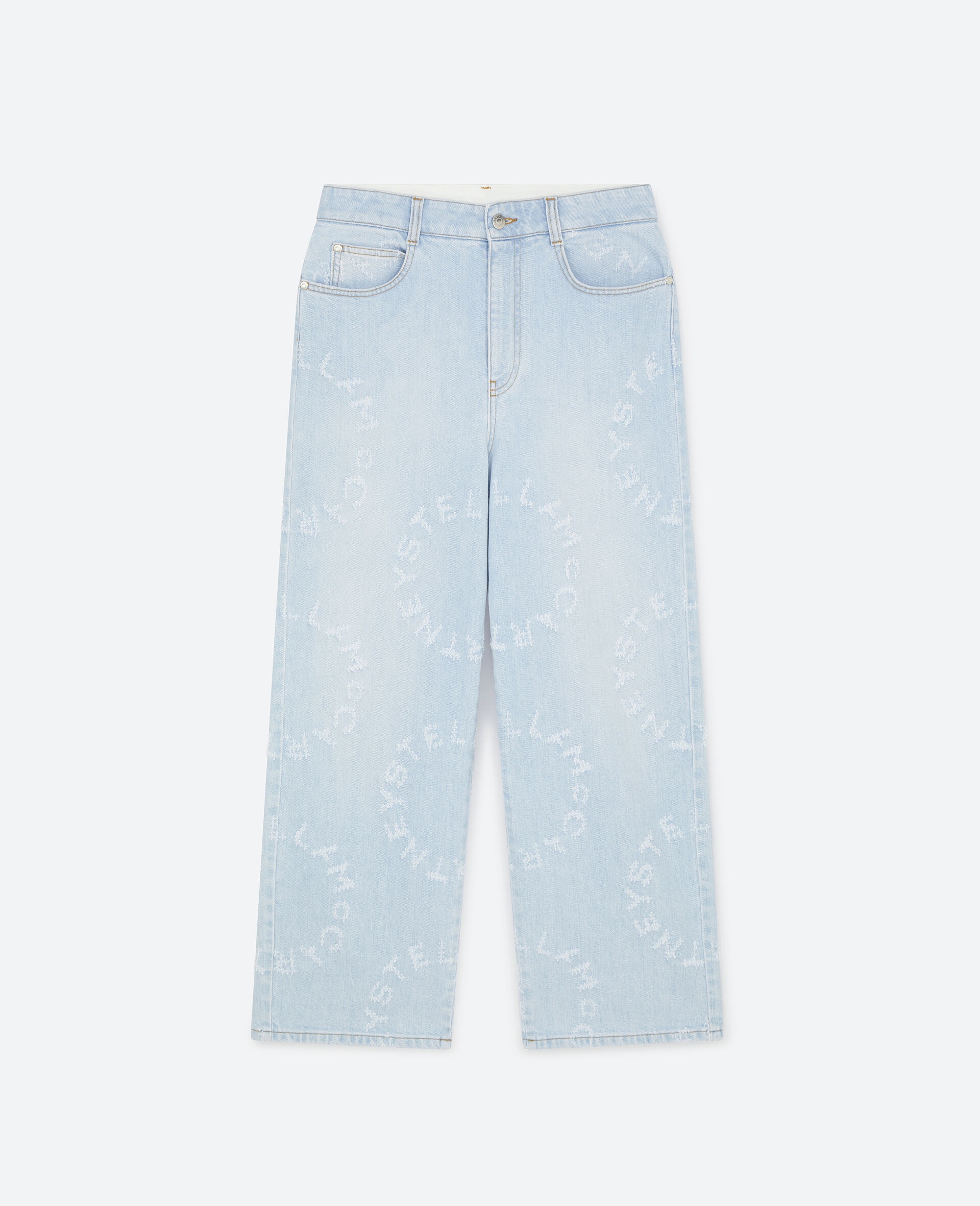 Laser Logo Cropped Denim Pants - 1