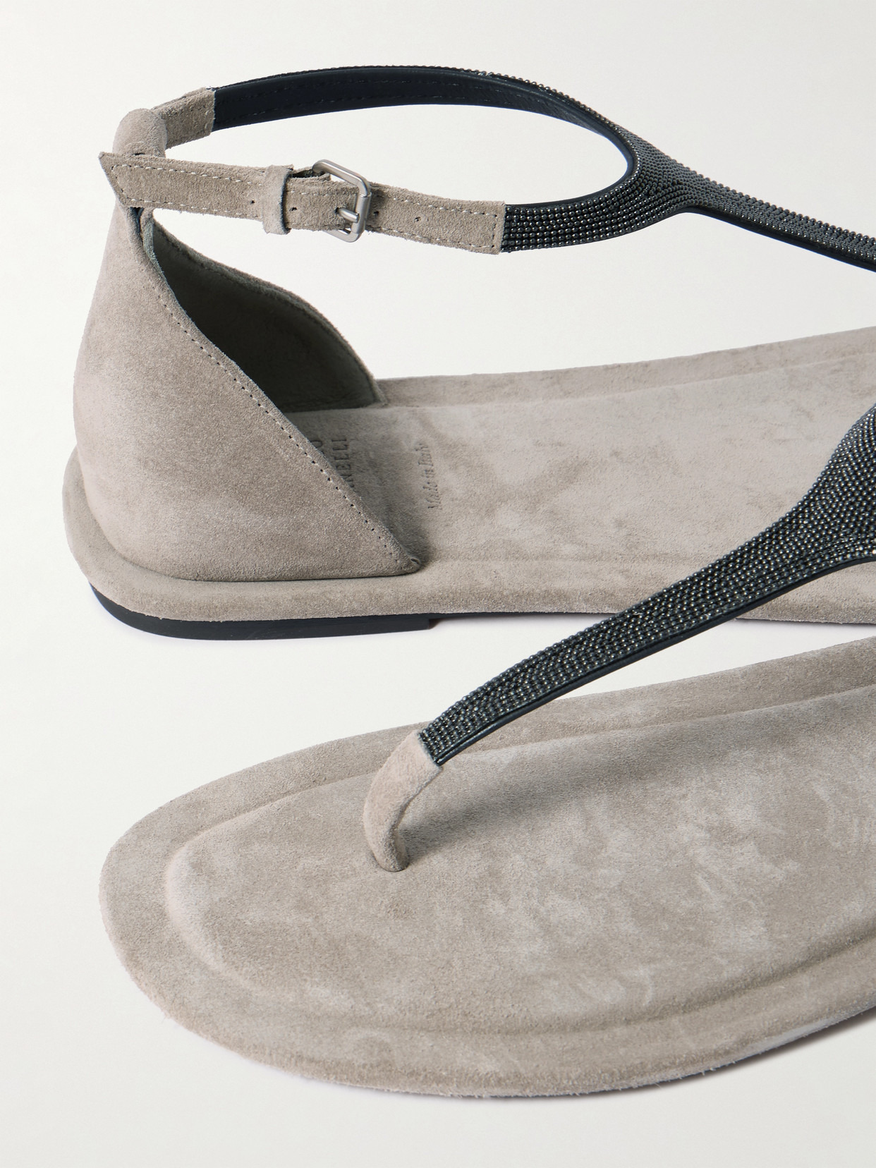 Bead-embellished Suede Sandals - 4