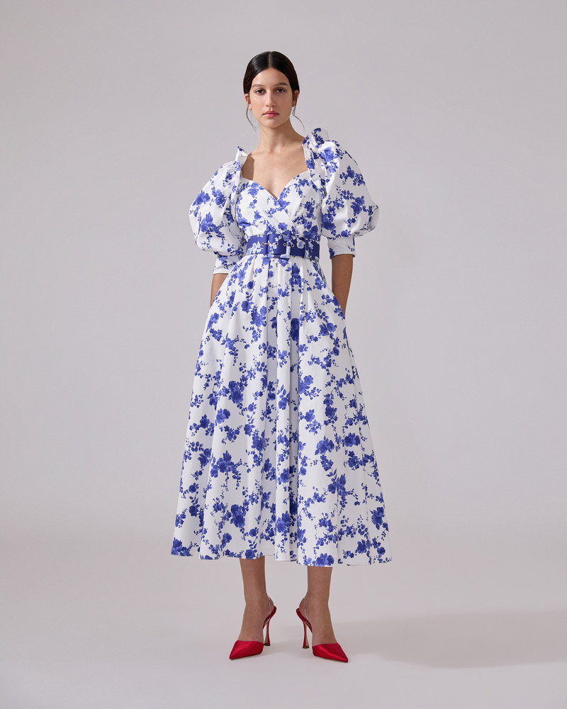 CAROLINA HERRERA Floral-Print Wrap-Top Midi Dress outlook