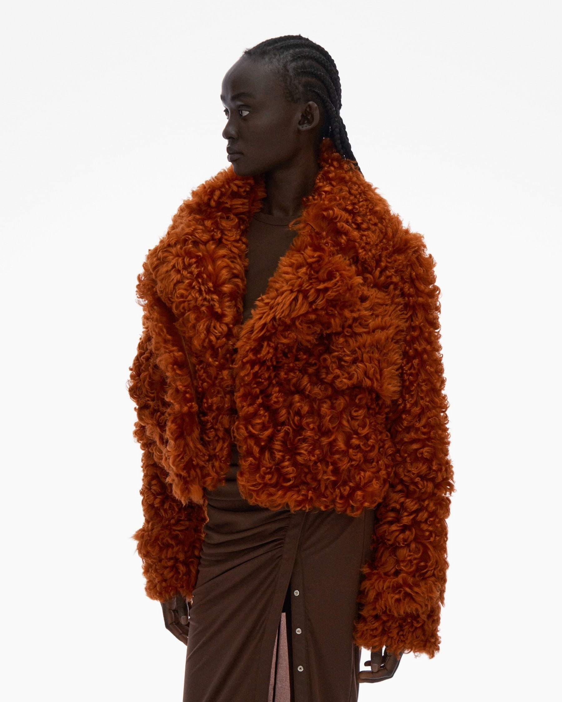CROPPED SHEARLING TRENCH JACKET - 5