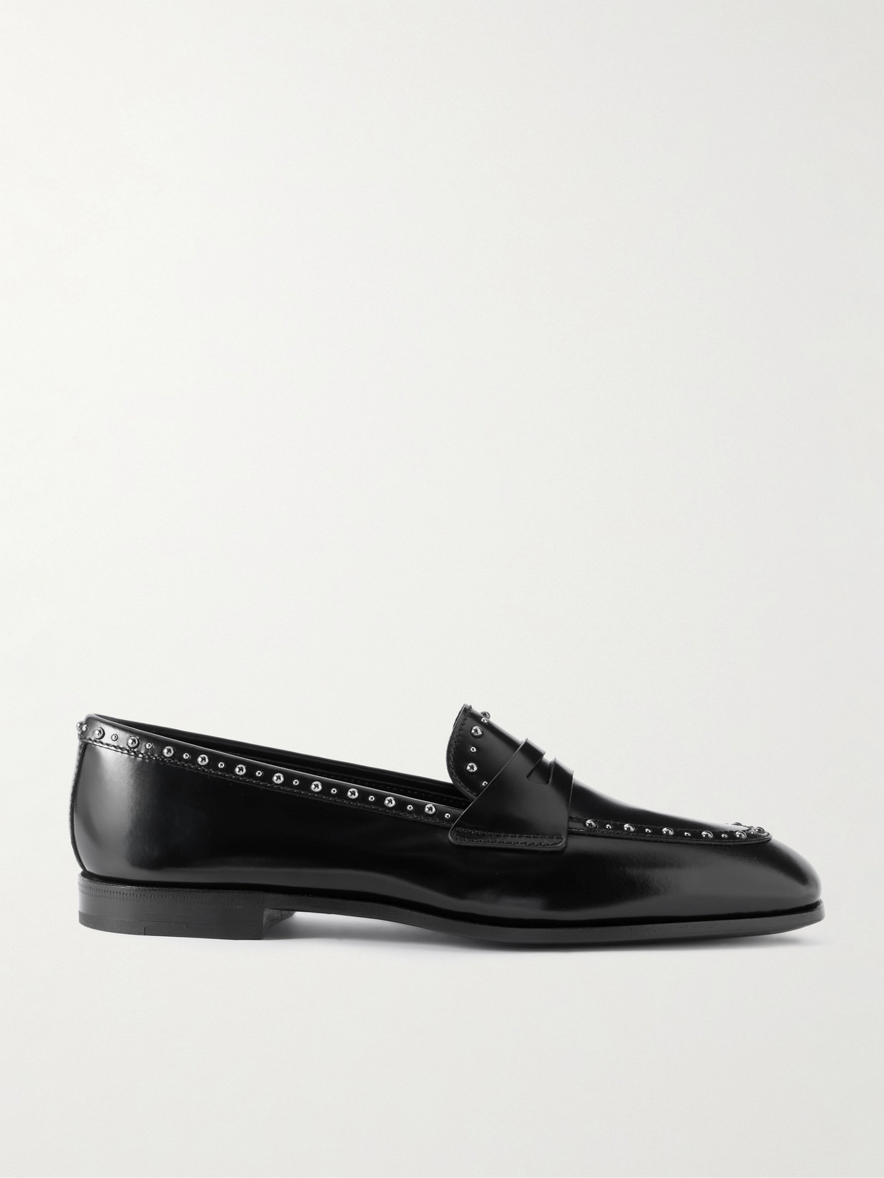 Onyx Studded Leather Loafers - 1