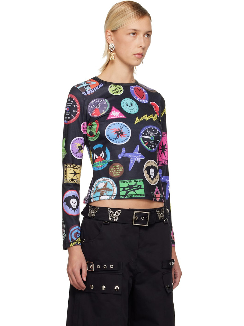 Black Patch Print Fitted Jersey T-shirt 2