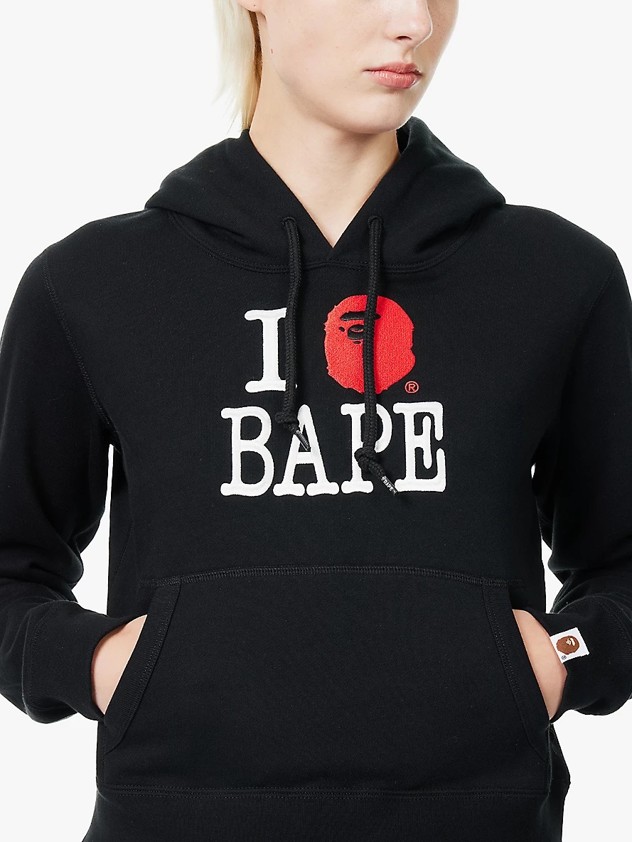 I Love Bape embroidered cotton-jersey hoody - 5