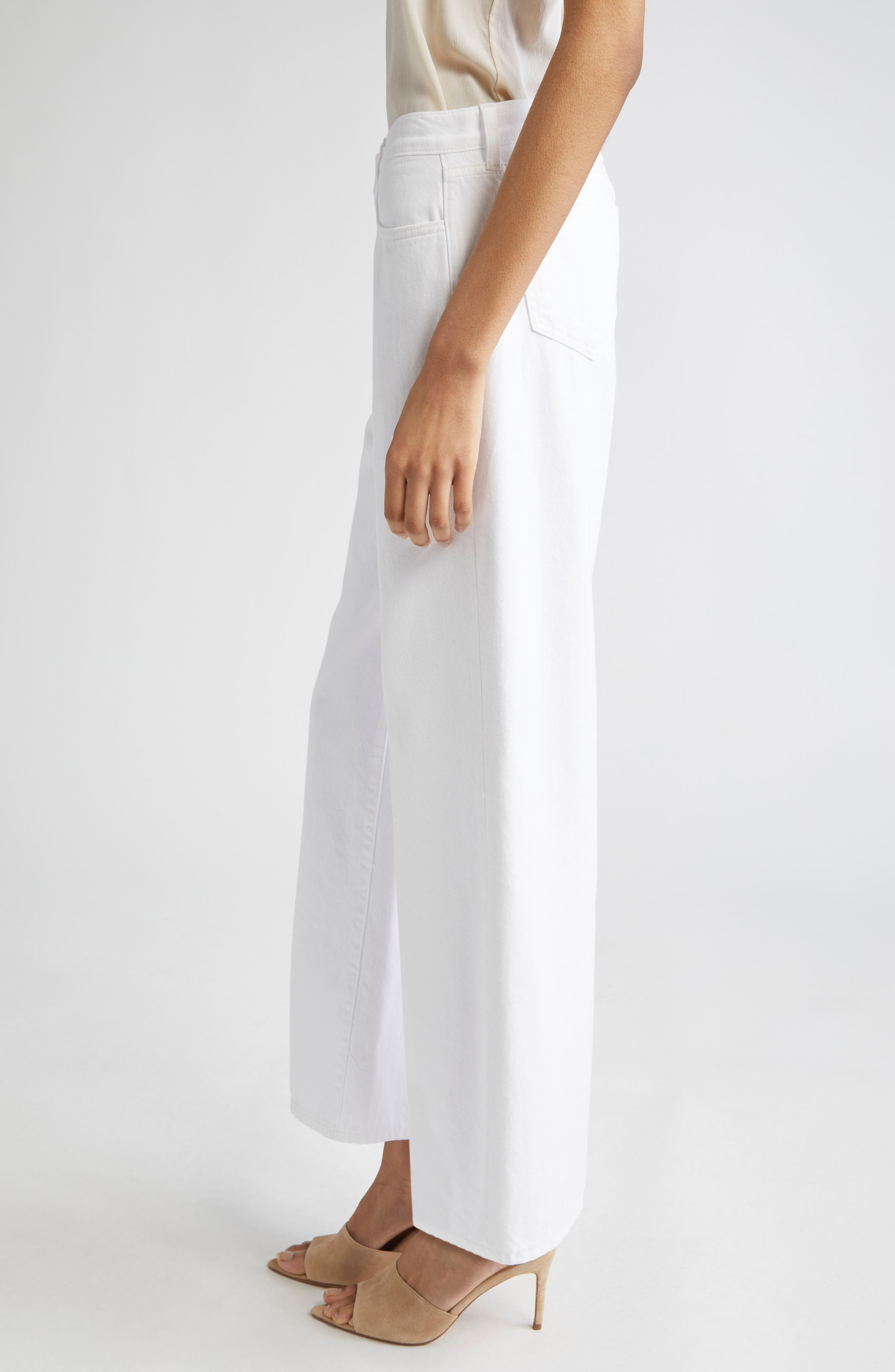 L'AGENCE Alicent High Waist Wide Leg Jeans in Blanc at Nordstrom - 4