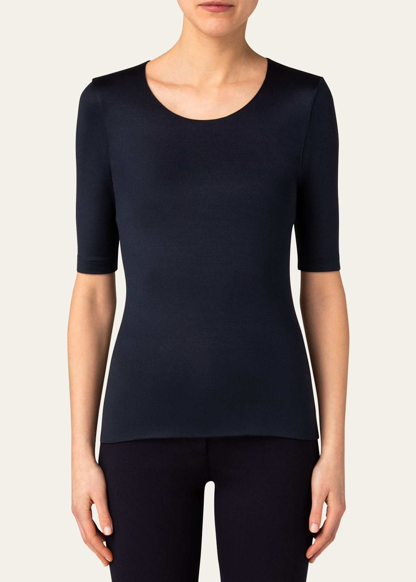 Scoop-Neck Silk Jersey T-Shirt - 4