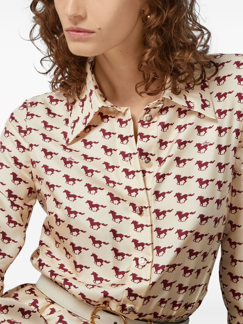 Diagonal Horses-print silk shirtdress 5
