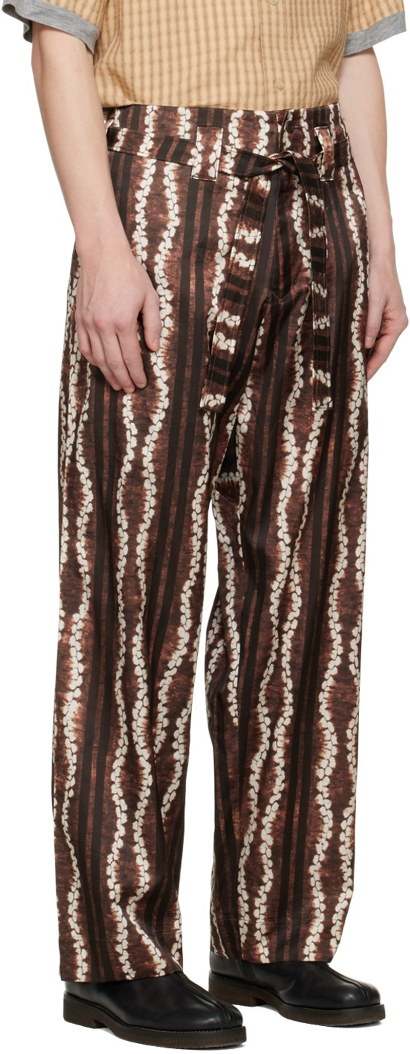 NICHOLAS DALEY Brown & White Roketsu-Dyed Trousers outlook