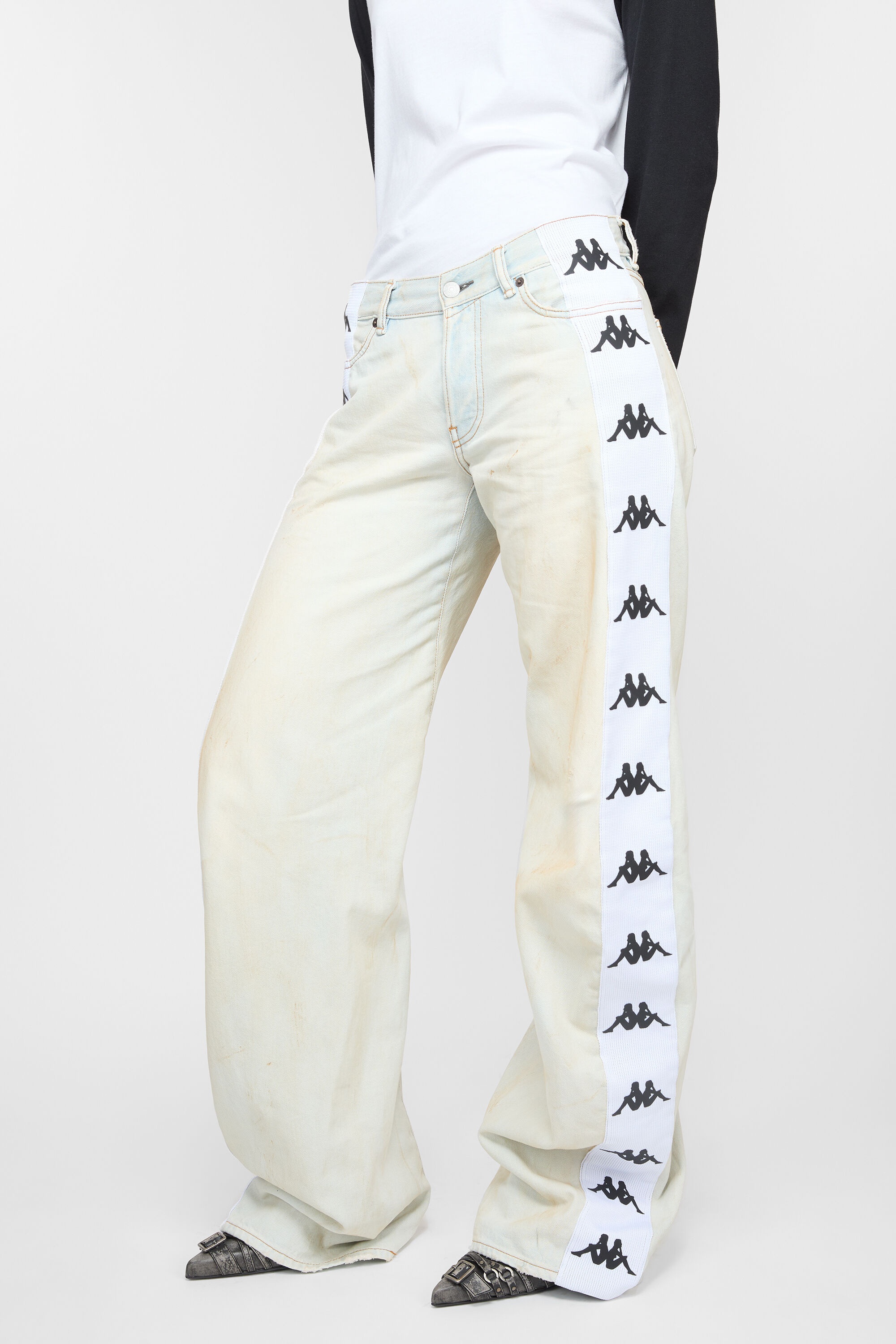 Loose fit jeans - 2006F Acne Studios x Kappa - Light blue/white - 4