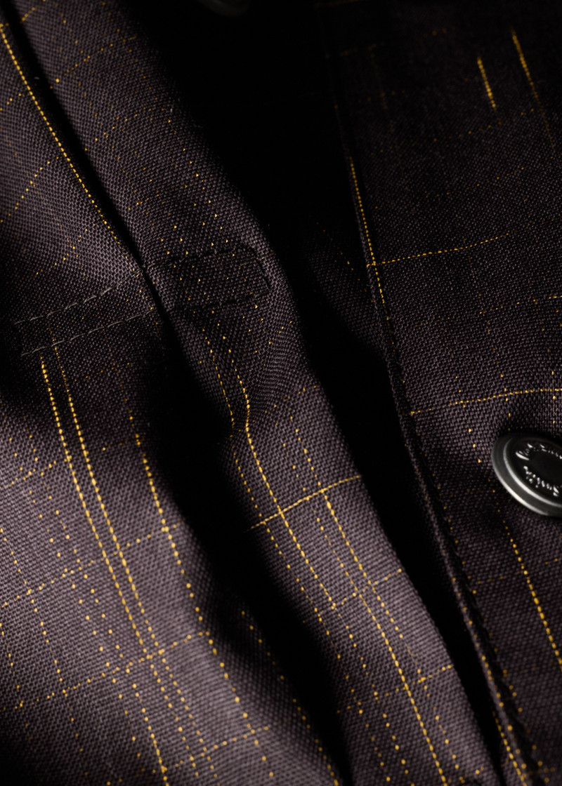Aubergine Wool Check Pleated Trucker Jacket 6