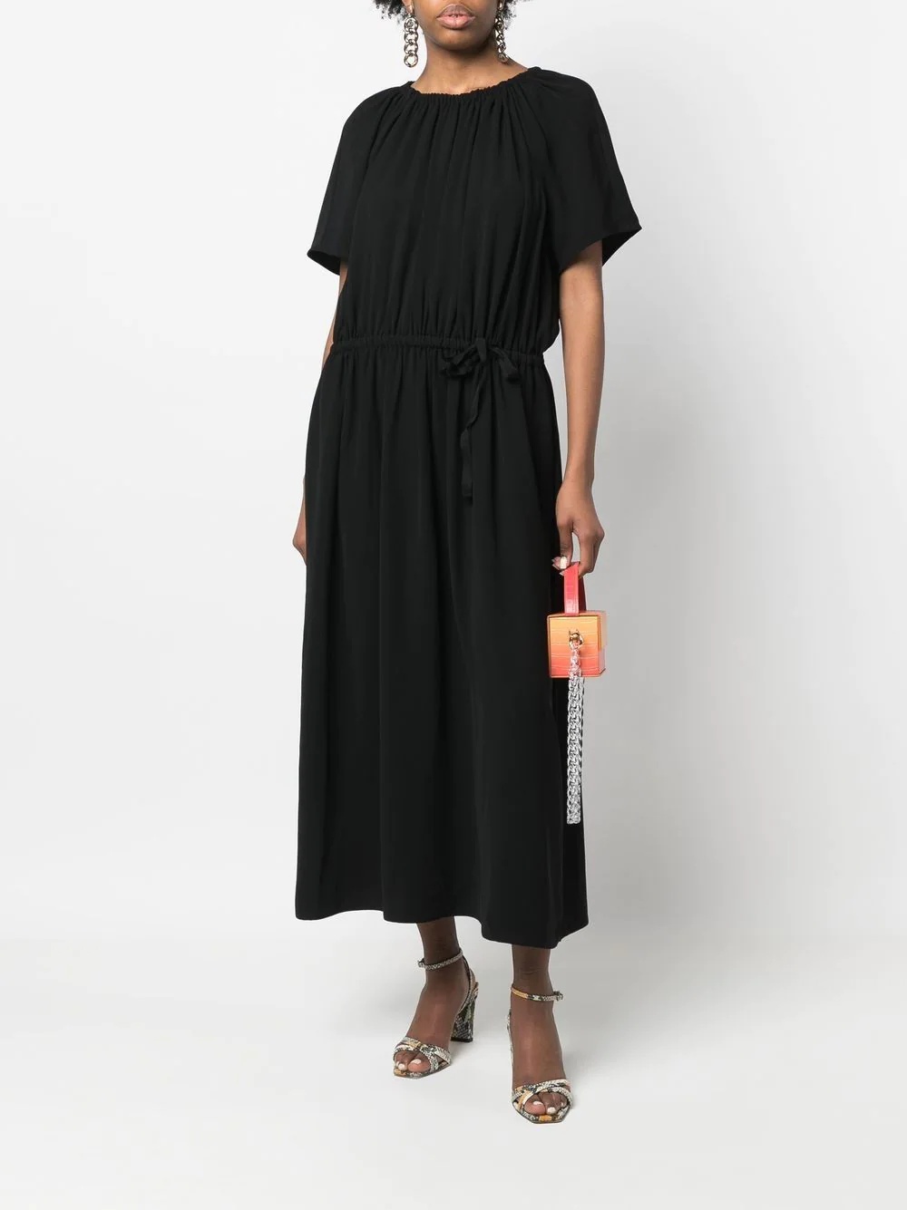 pleat detailing mid-length dress - 2