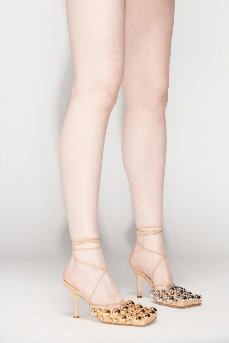URSULA EVENING EMBELLISHED SHOES BEIGE SILVER GOLD 7