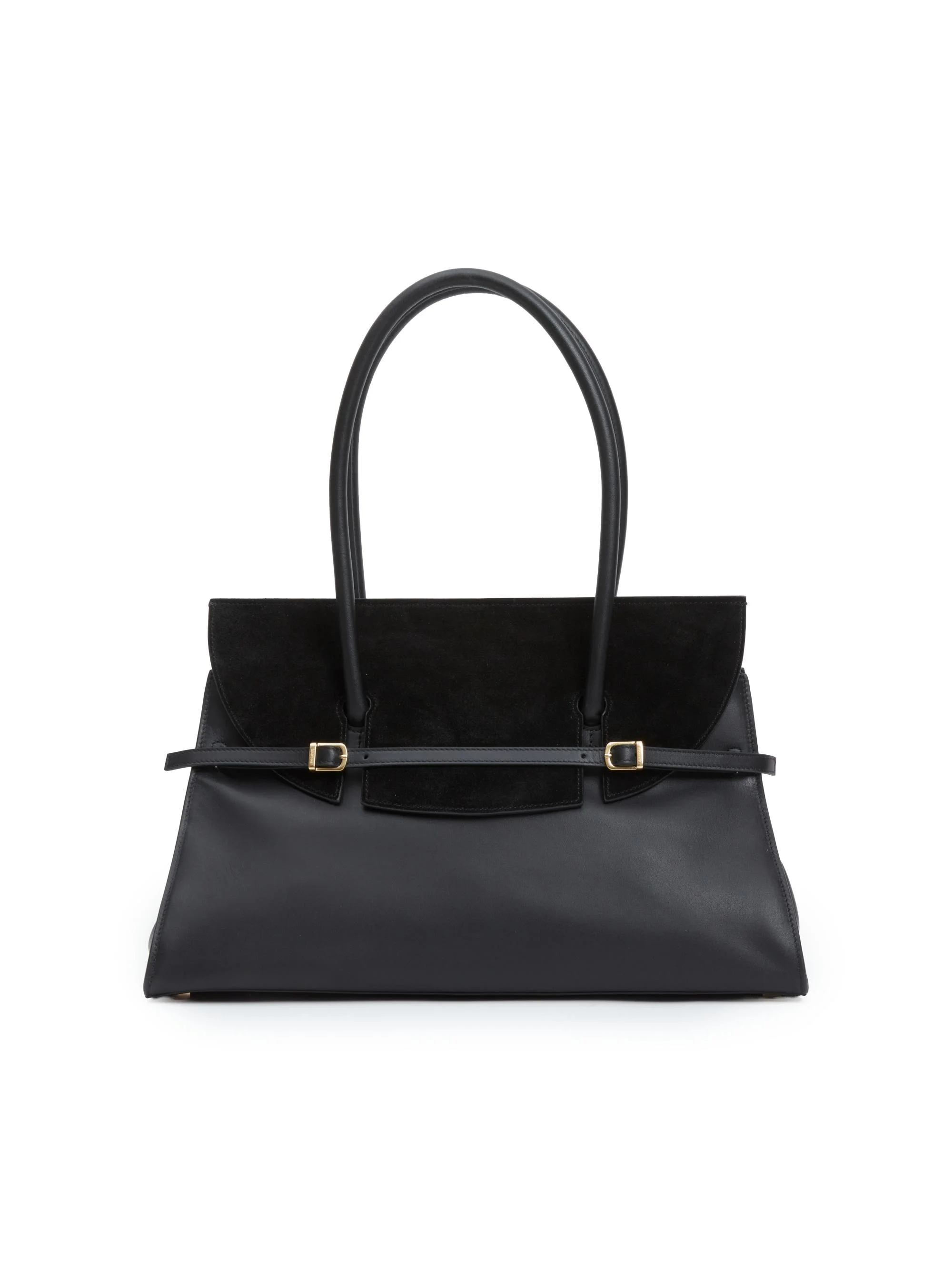 Women's River Leather Shoulder Bag - Black - 1