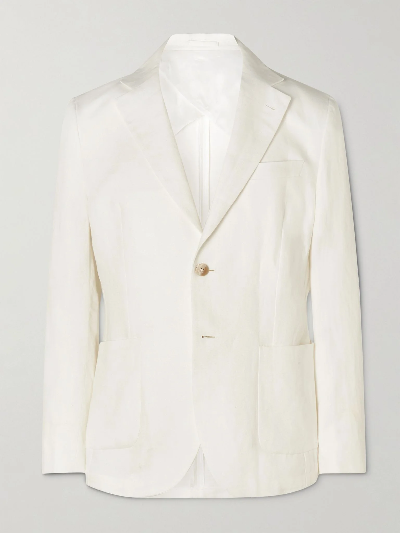 Paulo Unstructured Linen Suit Jacket White - 1