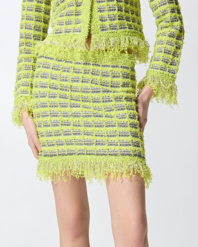 MINI SKIRT IN BASKETWEAVE AND FRAYED KNIT 6
