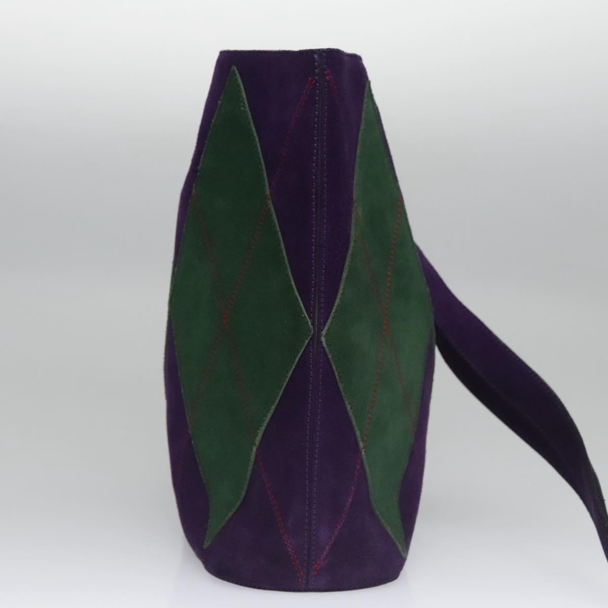 CELINE Circle Shoulder Bag Suede Purple Green Gold - 5