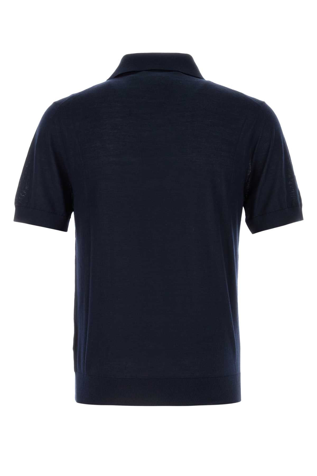 Prada Men Midnight Blue Cashmere Polo Shirt - 2