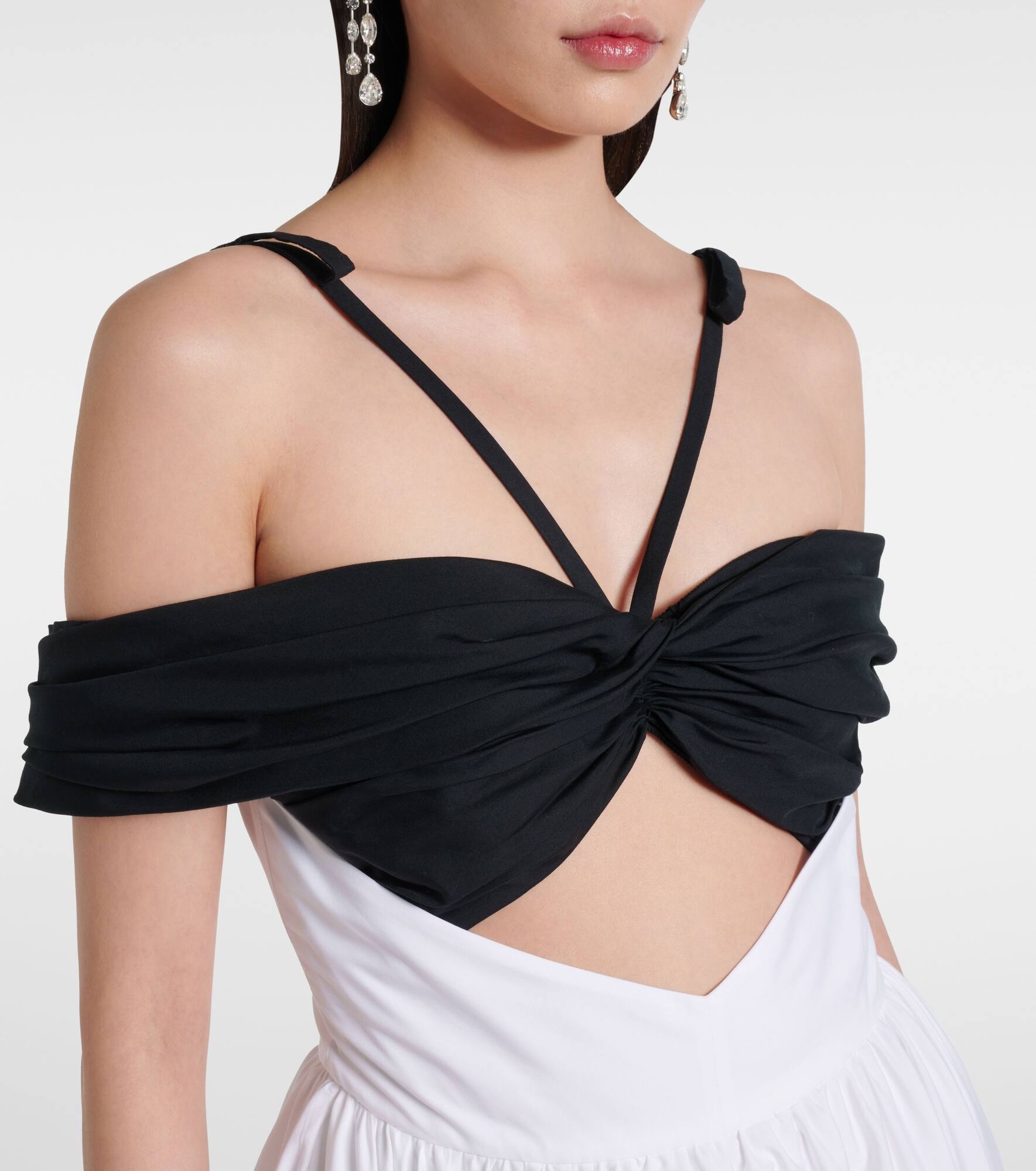 Cutout ruched off-shoulder cotton gown - 4