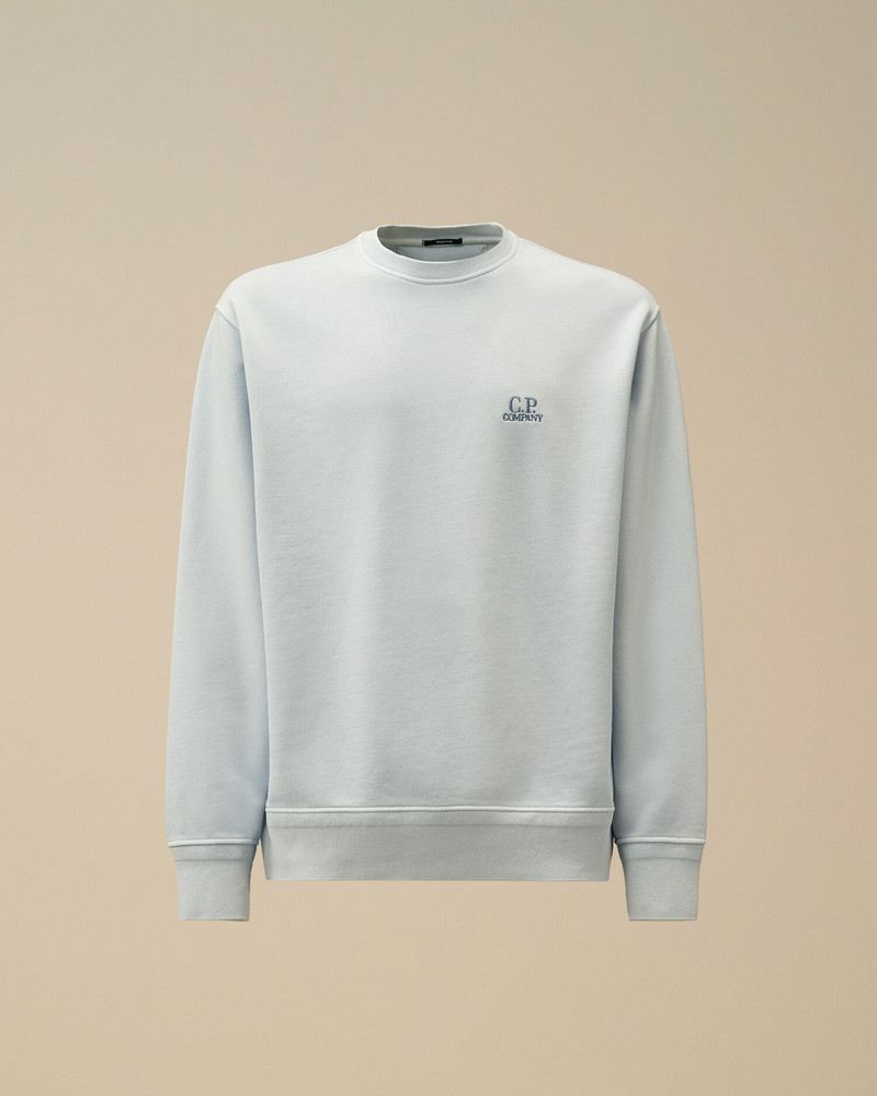 Cotton Diagonal Fleece Crewneck Logo Sweatshirt 1