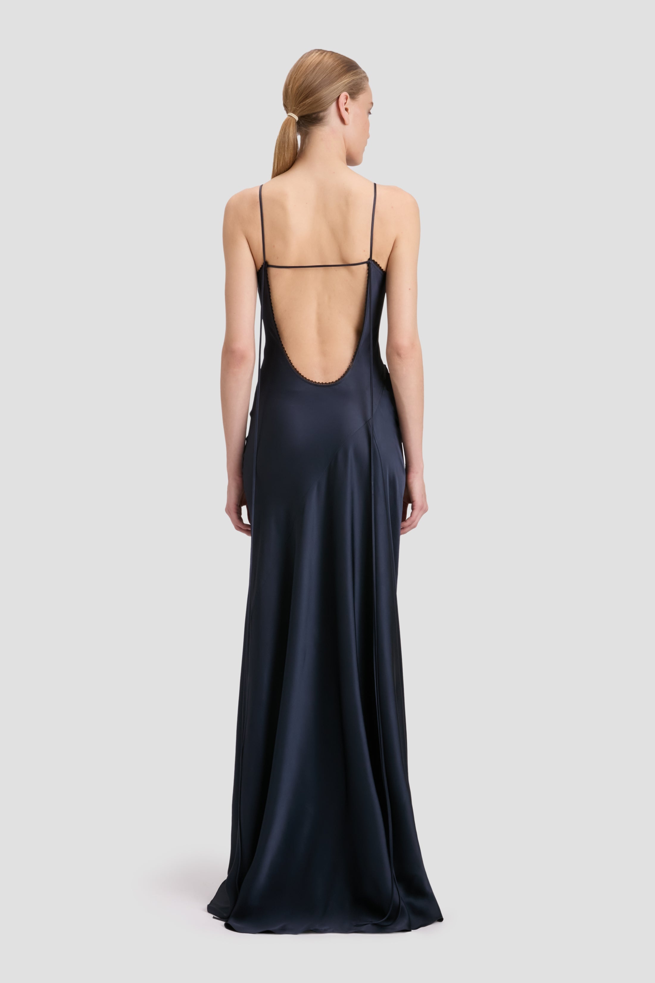 Lace Detail Cami Floor-Length Dress In Midnight - 6