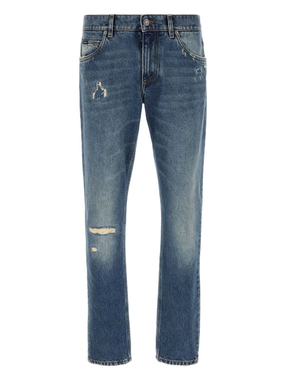 distressed logo-plaque jeans - 1