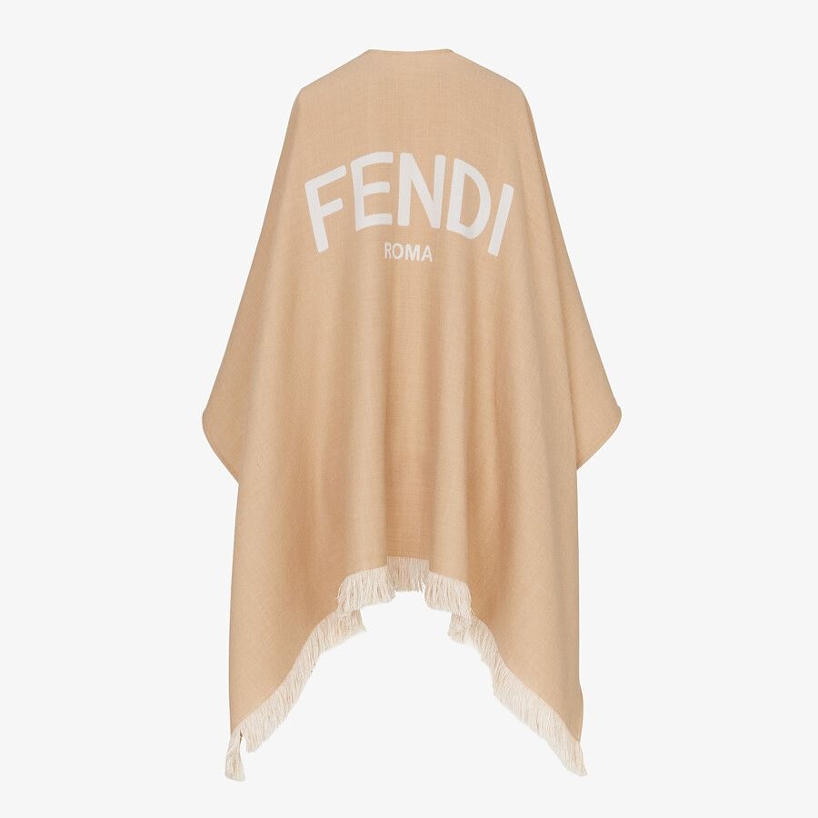 Beige wool poncho - 2