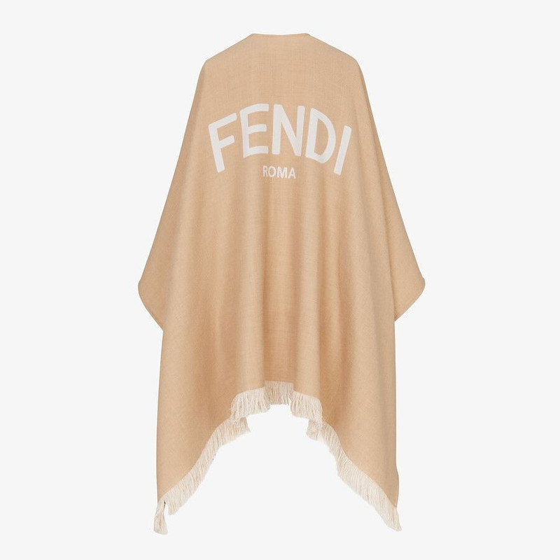 Beige wool poncho 3