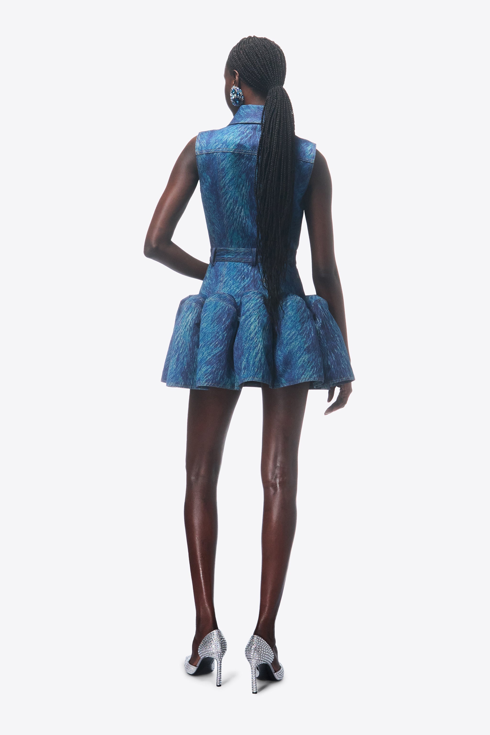 FUR PRINTED GODET MINI DRESS - 4