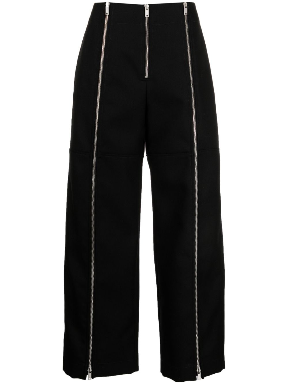 zip-embellished wool wide-leg trousers - 1