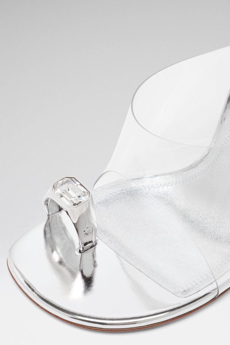 JUSTINE SLIPPER 105 SILVER MIRROR TRANSPARENT PVC AND SILVER TOE RING 6