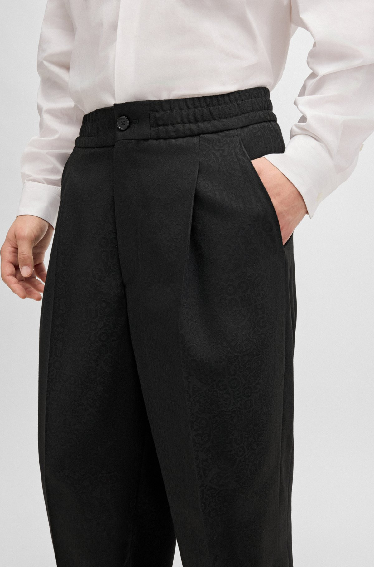 HUGO X LES BENJAMINS MODERN-FIT TROUSERS IN PATTERNED JACQUARD - 5