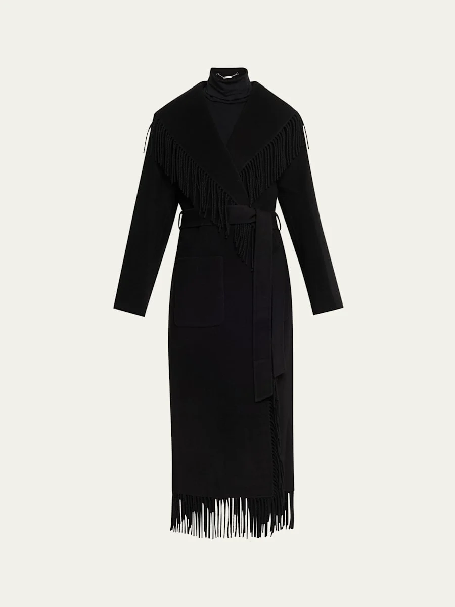 Carrie Belted Fringe Robe Coat - 1
