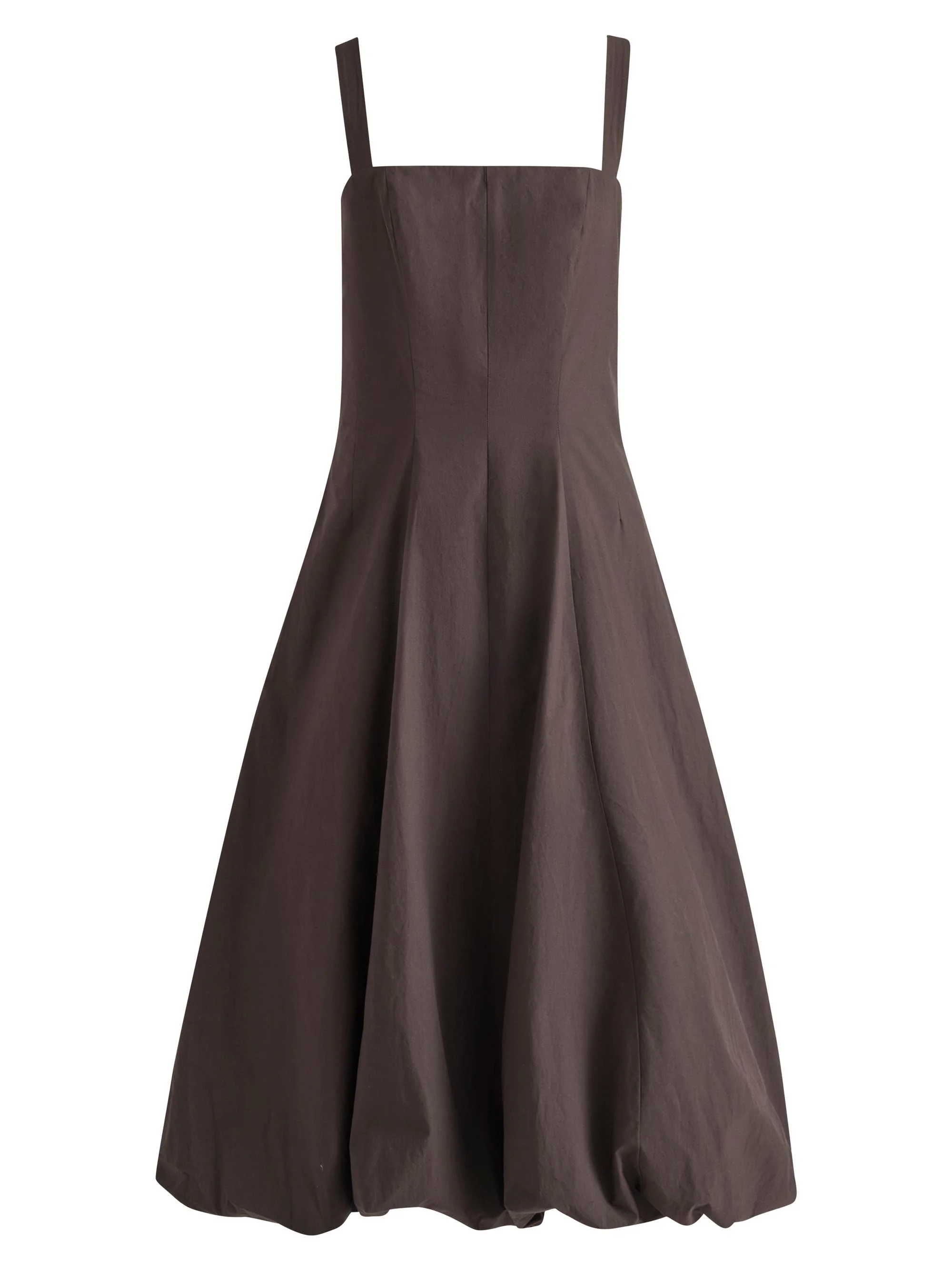 Women's Ella Rumpled Cotton Midi-Dress - Coffee - 1