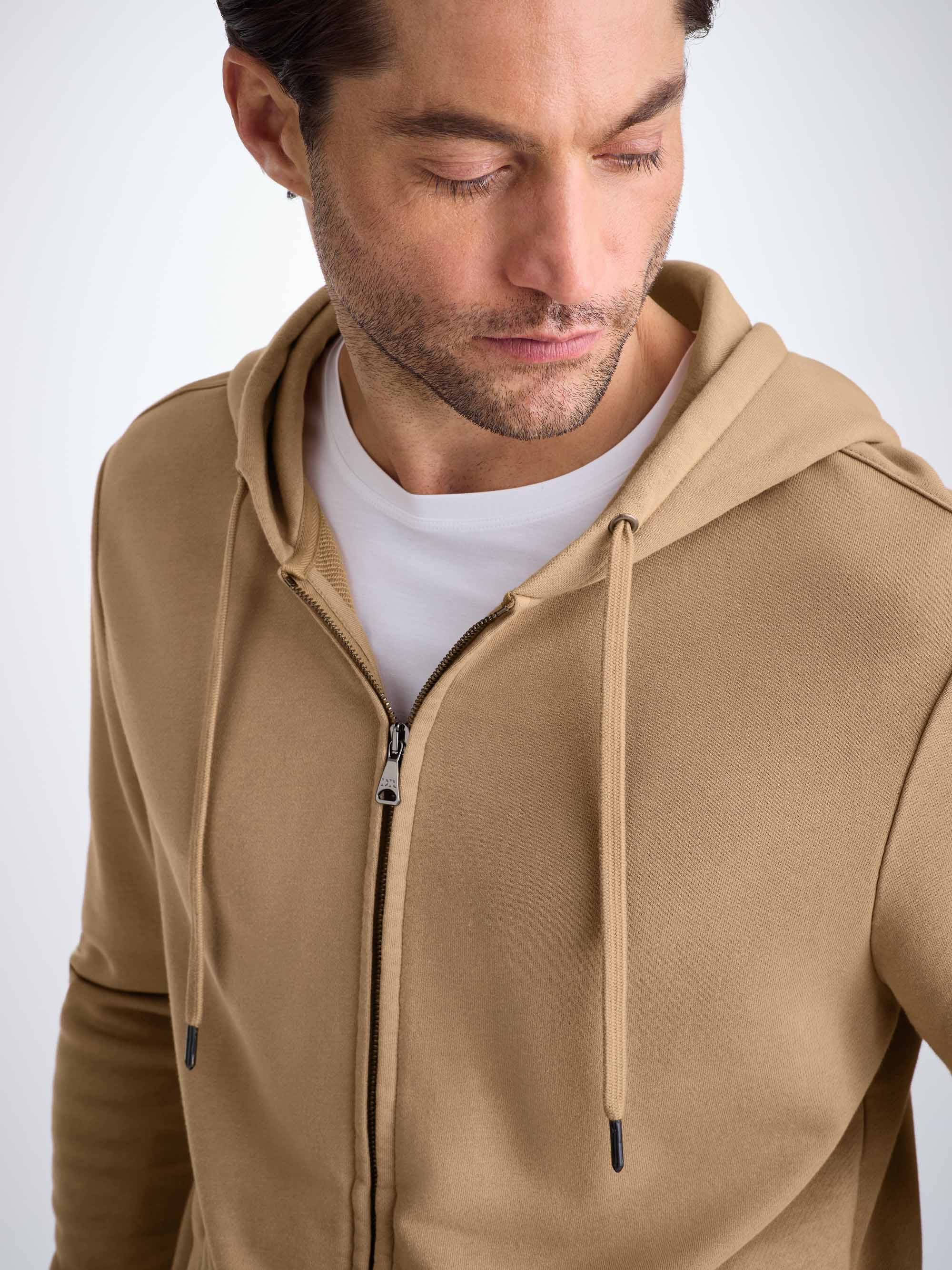 Men's Hoodie Quinn Cotton Modal Camel - 5