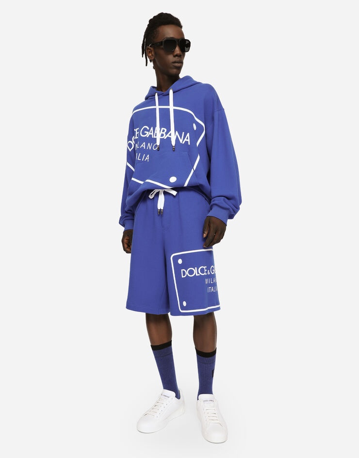 Jersey jogging shorts with printed tag - 5