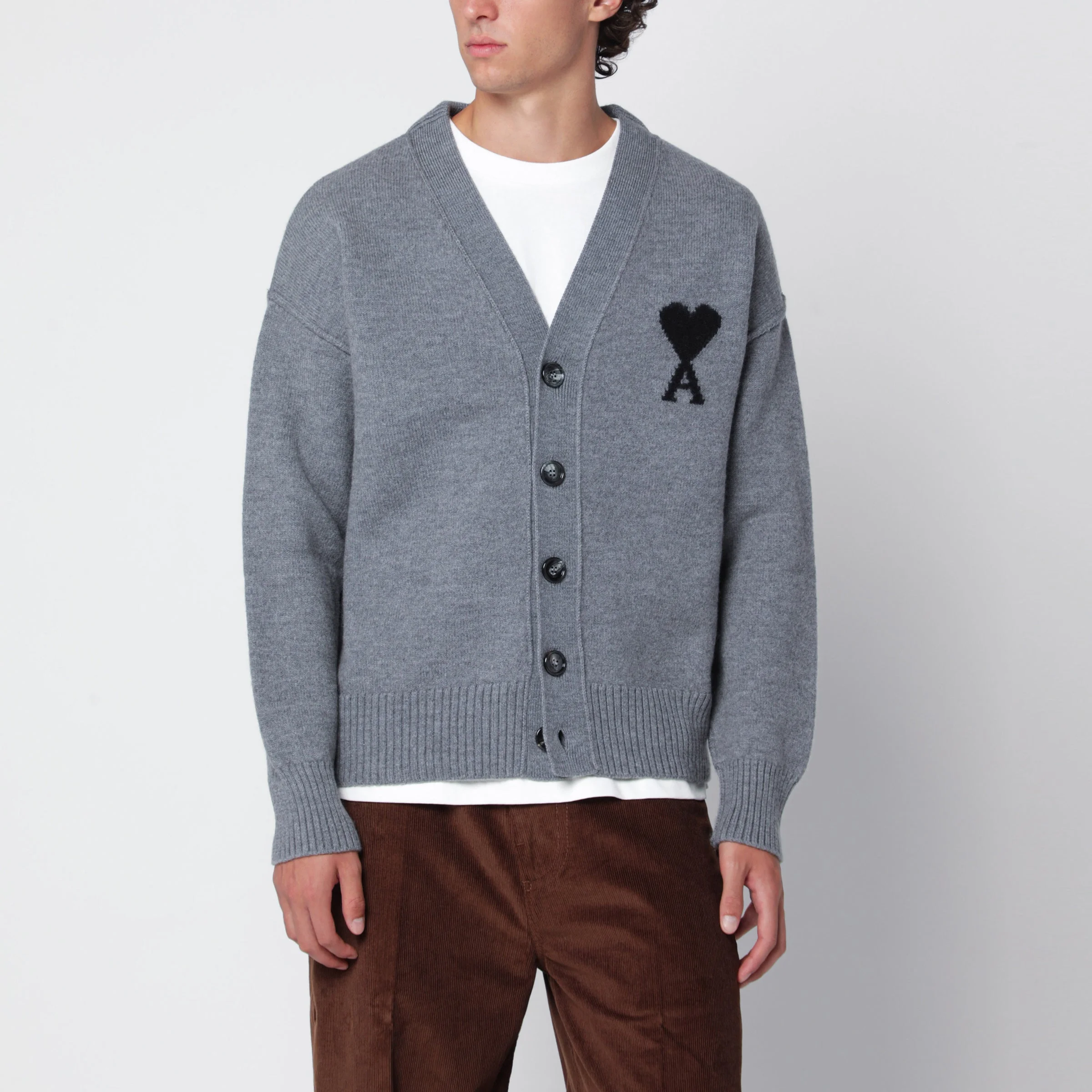 Grey Ami De Coeur merino wool cardigan - 1