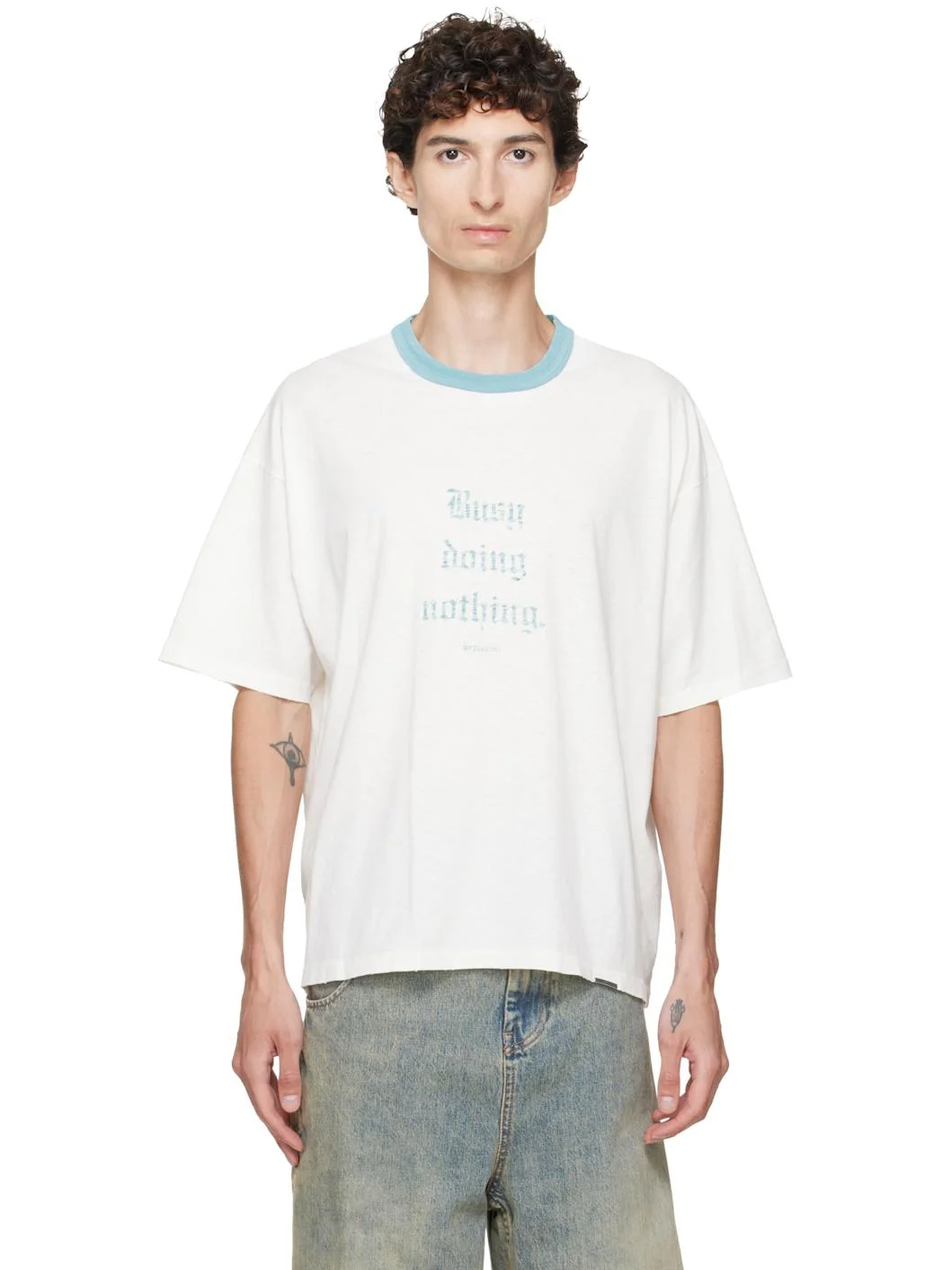 White 'Busy Doing Nothing' T-shirt - 1