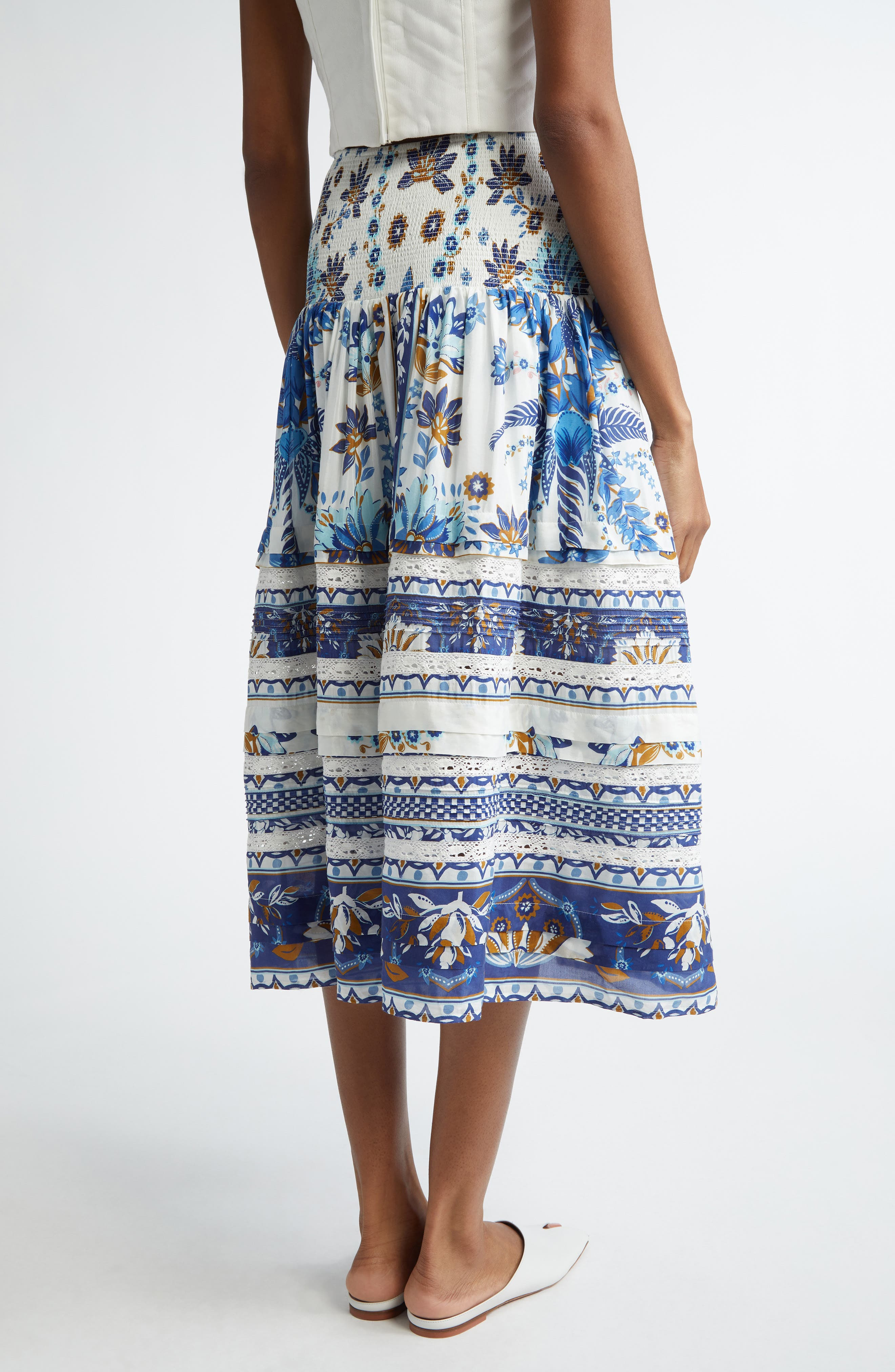FARM Rio Ana Tapestry Mixed Print Cotton Blend Skirt in Ana Tapestry Off-White at Nordstrom - 3