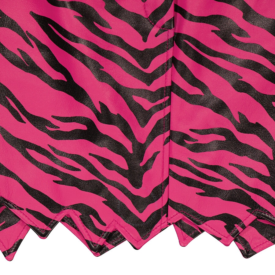Moschino X The Flintstones Fuchsia Zebra Print Leather Skirt - 7