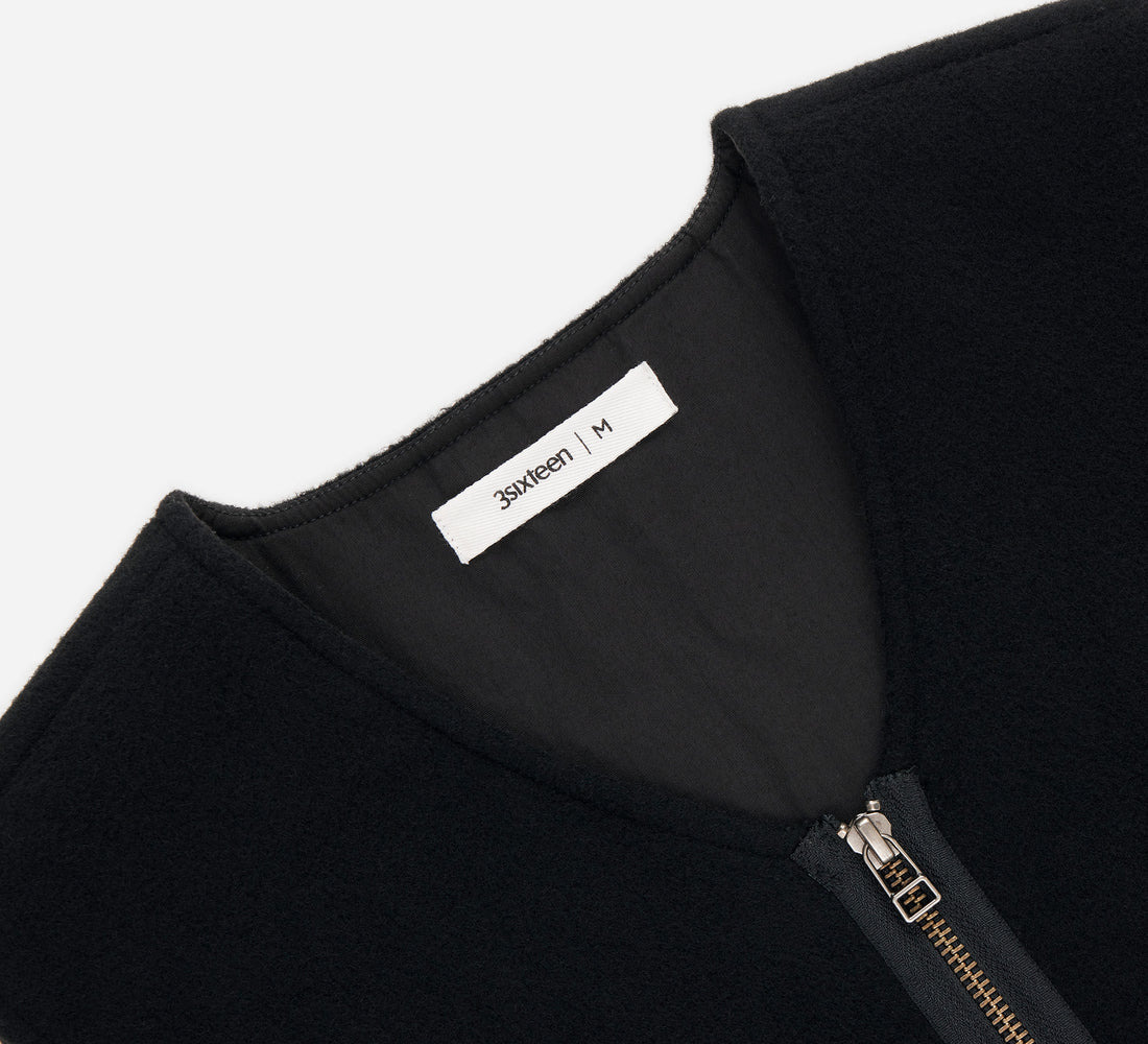 Zip Vest - Black Wool/Cashmere - 3