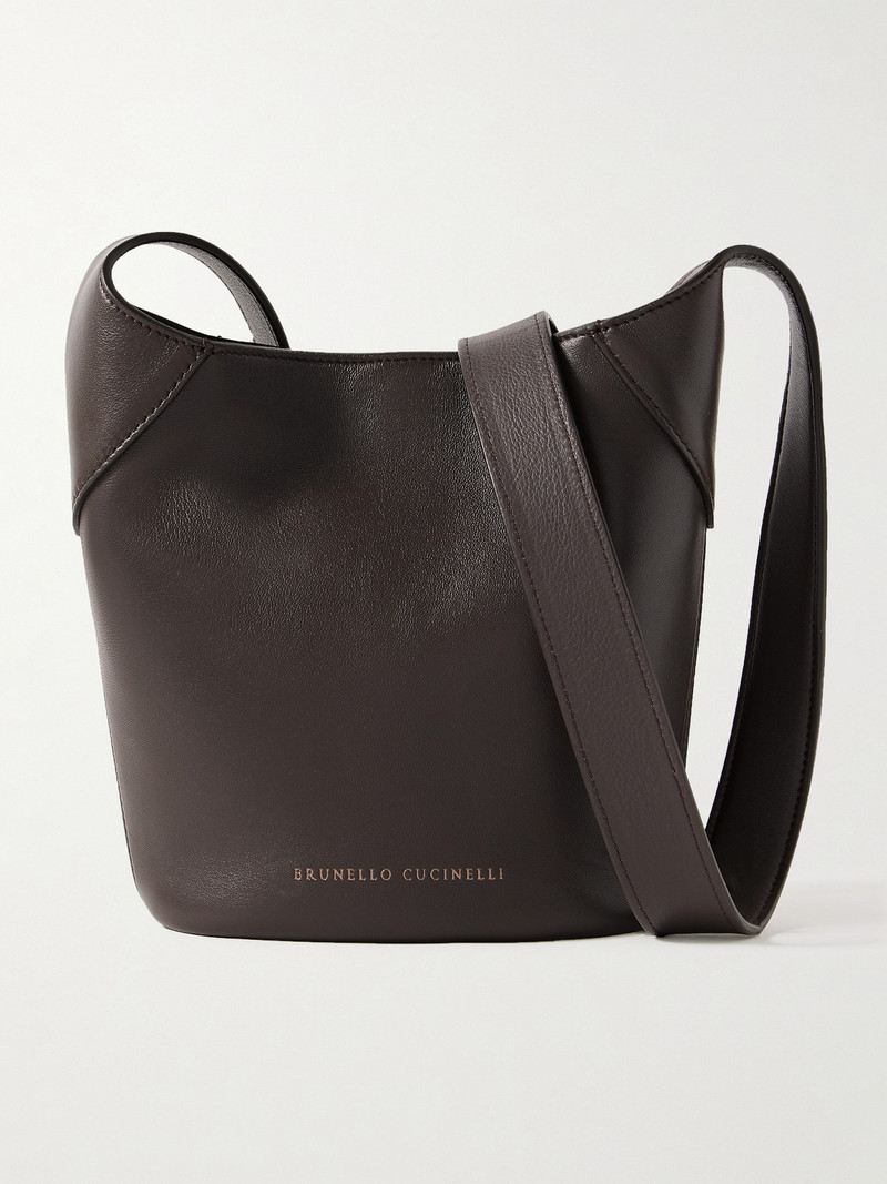 Bead-embellished Leather Shoulder Bag 1