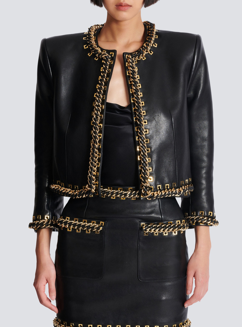 Lambskin 가장자리에 가장자리 재킷 체인 트림 5