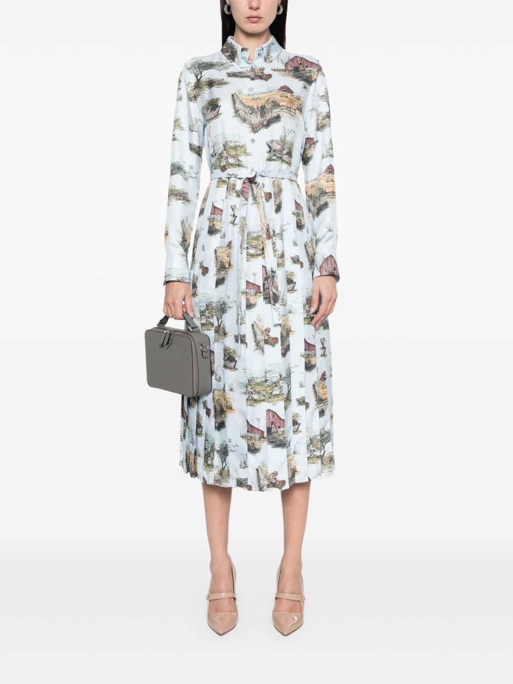 scenic toile pleated maxi dress - 2